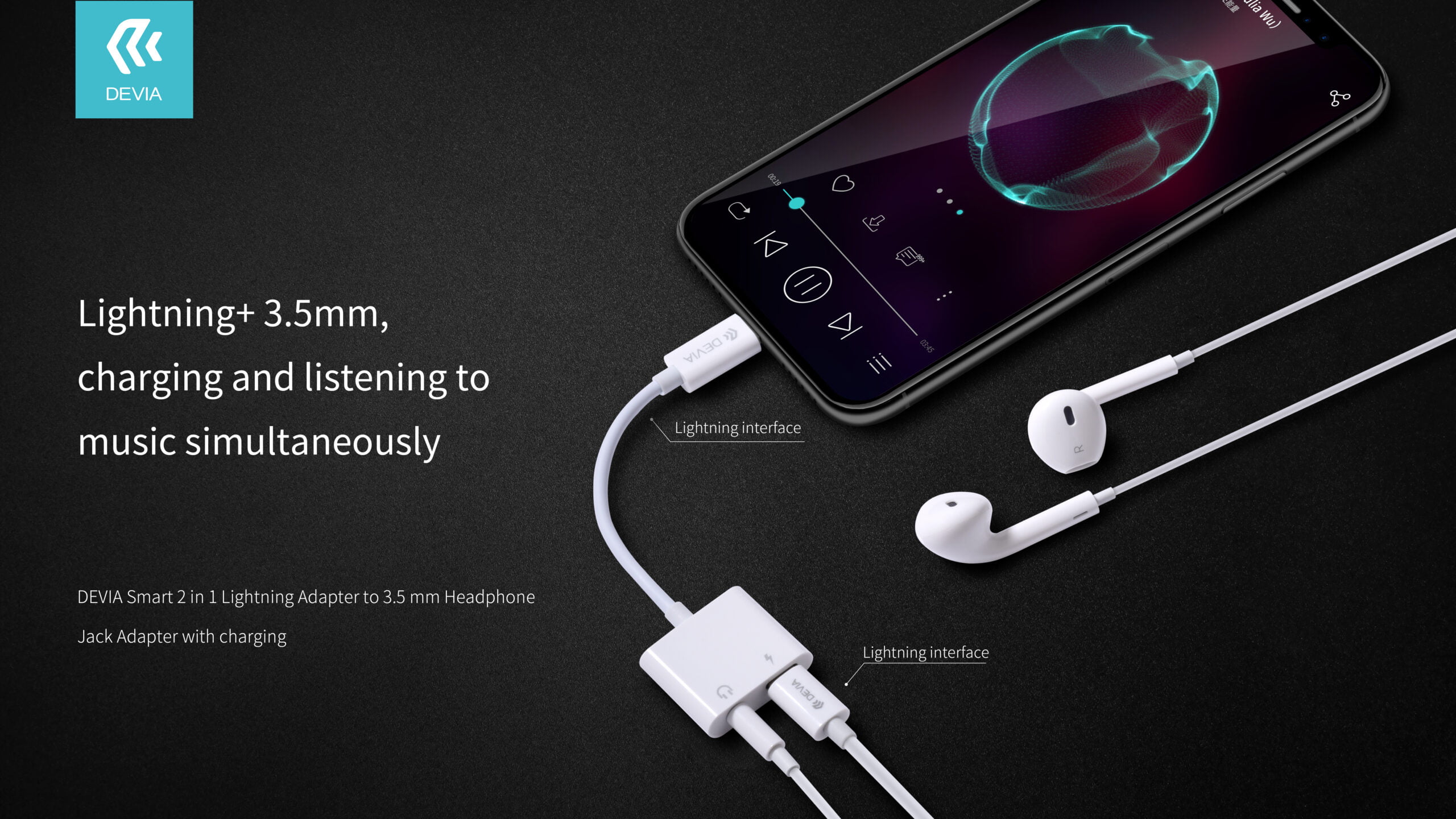 2 in 1 Lightning to 3.5mm to Type-C Adapter Converter with-Charging