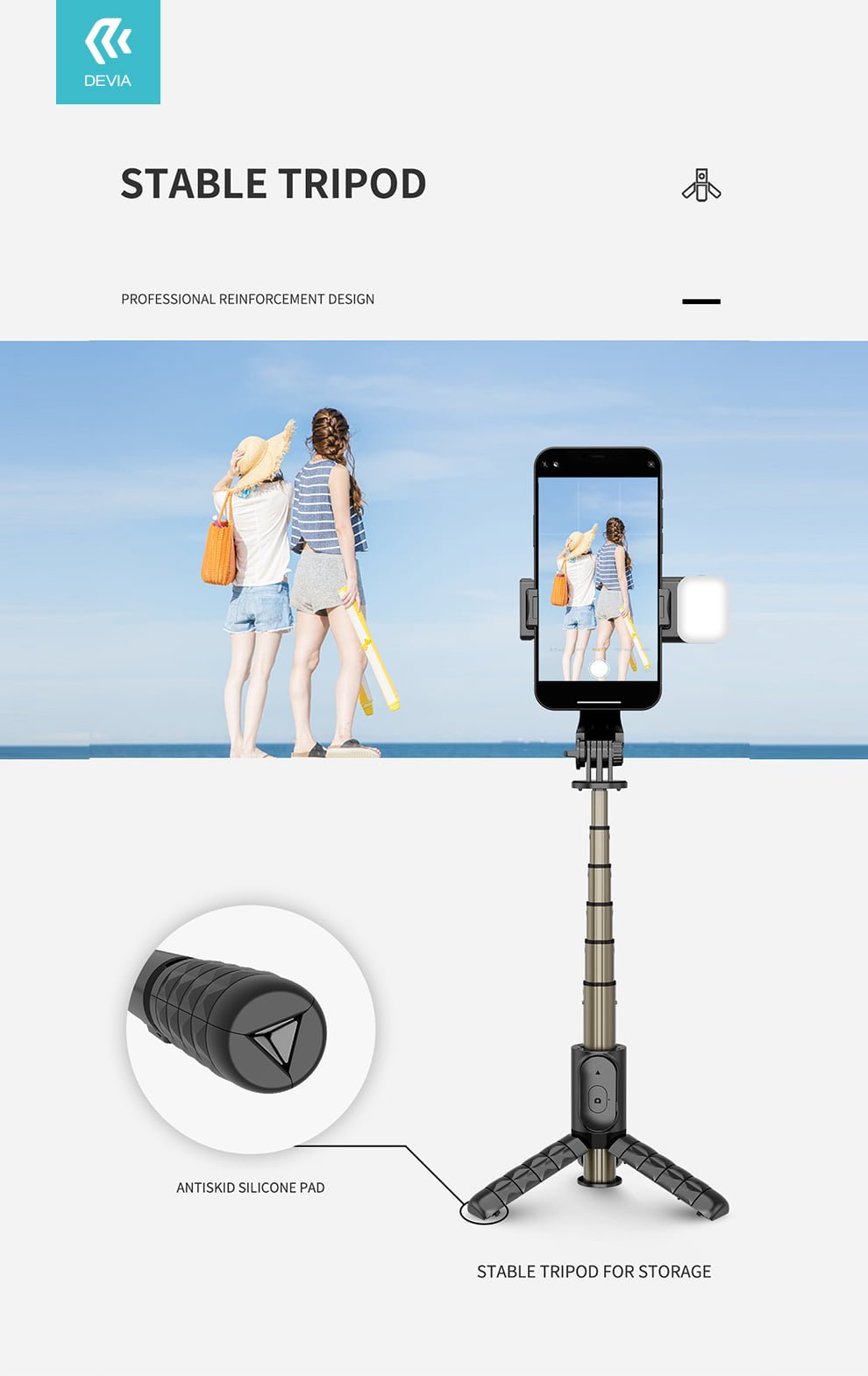 Tripod Stand Multi-Function Selfie Stick With Fill In Light - Image 8