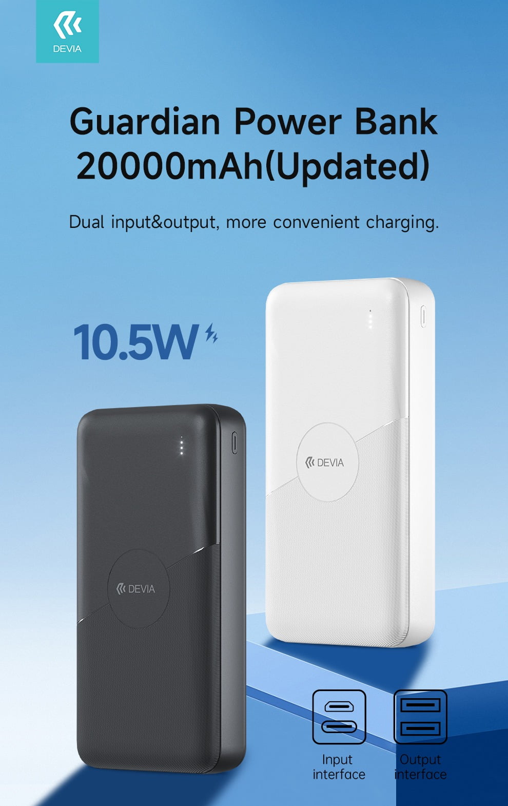 Fast Charge 20000mAh Power Bank - Devia Guardian3